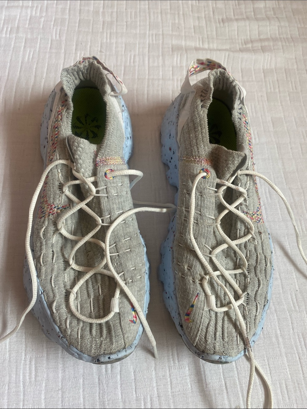 NIKE  Light Gray Knit Slip-On Sneakers with Speckled White Soles